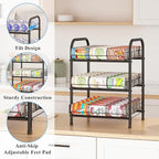 GILLAS 3 5 6 7 8 Tier Water Bottle Storage, Metal Beverage Can Rack,Large Capacity Bottled Rack Water Bottle Holder Stand for Cabinet, Countertop Kitchen, Party, Black