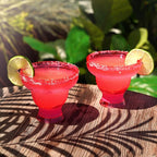 HOST FREEZE Margarita Cocktail Glasses, Frozen Cup Double Wall Plastic Margarita Glasses Drinking Set Modern Drinking Glasses 12oz Punch Pink Set of 2