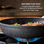 T-Fal Stone Force Platinum Non Stick Fry Pan 12 Inch, Oven Broiler Safe 400°F, Perfect for Frying, Sautéing, Searing, & Pan-Roasting, Cookware Skillet, Must Have, Pots & Pans, Dishwasher Safe, Black