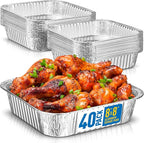 8x8 Disposable Aluminum Pans - 40 Pack Foil Pans For Cooking, Baking Cakes, Roasting & Homemade Breads - Disposable Food Containers