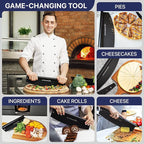 KitchenStar 18-Inch Pizza Cutter Rocker Blade - Sharp Stainless Steel Slicer Knife, Protective Cover, Black, Extra Large - Commercial Pizza Oven Accessories