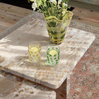 3D Polka Dot Crystal Glass Set of 2 – Hand-Colored Retro Design, Lead-Free Crystal, 16oz Capacity (Green & Yellow)