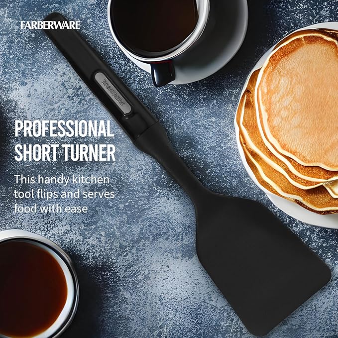 Farberware Professional Heat Resistant Nylon Short Turner-Safe for Non-Stick Cookware, One Size, Black
