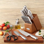 Marco Almond MA22 Knife Sets, 19 Pieces Stainless Steel Hollow Handle Kitchen Knives Block Set