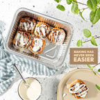 PLASTICPRO 50 Pack Aluminum Pans 8'' X 10" Disposable Pans with Covers Heavy Duty 5 lb Foil Pans for Baking and Cooking