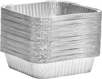 8x8 Disposable Aluminum Pans With Lids - 50 Pack Foil Pans For Cooking, Baking Cakes, Roasting & Homemade Breads - Disposable Food Containers With Foil Lids