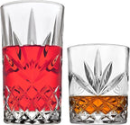 Godinger Mixed Drinkware Set of 8, 4 Highballs Tall Drinking Glasses, 4 Old Fashioned Whiskey Glasses, Glassware Set, Crystal Glass Cups