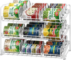 Simple Houseware Stackable Can Organizer Rack for Pantry/Cabinet - 11.5" D x 17" W x 13.75" H, Holds 36 Cans, 3-Tier Can Food Storage Dispenser, White