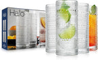 Glaver's Highball Drinking Glasses, 10.82 oz Sleek Hobnail Textured Glassware Modern Tall Tumblers set of 4 Iced Coffee Glasses, Highball Cocktail Set, Dishwasher Safe, Housewarming Gift Set