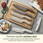 Cuisinart Advantage 12-Piece Kitchen Knife Set, Professional-Quality Nonstick Coated Stainless Steel Knives with Covers, Nonstick Color Coating for Easy Slicing, Ergonomic Handles, G1022-12P
