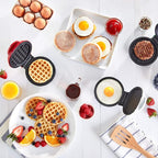 Dash Mini Maker Set - Customized Treat Maker - Supports Multi-Function Cooking - Easy Cleanup and User-Friendly Design - White, Aqua & Red - Waffle, Grill & Griddle Irons