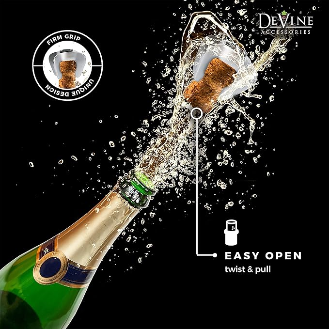 DeVine - Champagne Bottle Opener - Sparkling Wine Cork Remover – Easy Ergonomic Twist Design - Solid and Durable Stainless Steel Construction – by DeVine (1)