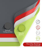 Dexas Heavy Duty Grippmat Flexible Cutting Board Set of Four, 8 by 11 inches, Gray, Red, White and Green