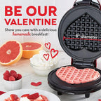 Dash Express Waffle Maker -Electric Waffle Maker for Creative Homemade Treats - Dual Nonstick Cooking Surfaces, Easy Food Release & Quick Cleanup - Compact, Space-Saving Design - 8 Inches - Red Heart