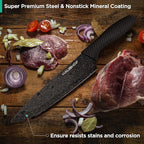 HAUSHOF Kitchen Knife Set, 5 PCS Knife Sets with Arcylic Block, Teflon Coated Black Knives Set for Kitchen, Premium Stainless Steel Knives Set with Ergonomic Handle, Great for Slicing, Dicing&Cutting