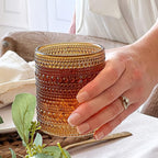 Kate Aspen Beaded Amber Drinking Glasses Set of 6-10 oz Vintage Glassware Jupiter Glasses, Cocktail Glass, Juice Glass, Water Cups Hostess Gift, Present, Gift for Newlyweds (Pack of 4)