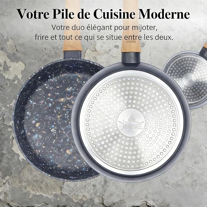 2-Piece Nonstick Cookware Set, 10.25 Inch Frying Pan & 1.43QT Saucepan with Lid | PFAS & PFOA Free Non-Toxic Coating | Induction Compatible, Dishwasher Safe | Pots and Pans Set for Beginner Kitchen