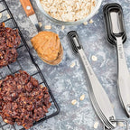 FANGSUN Narrow Measuring Spoons Set of 10, Heavy-Duty Stainless Steel Measuring Spoons with Long Handles & Engraved Measurements, Fits in Spice Jars, for Baking & Cooking