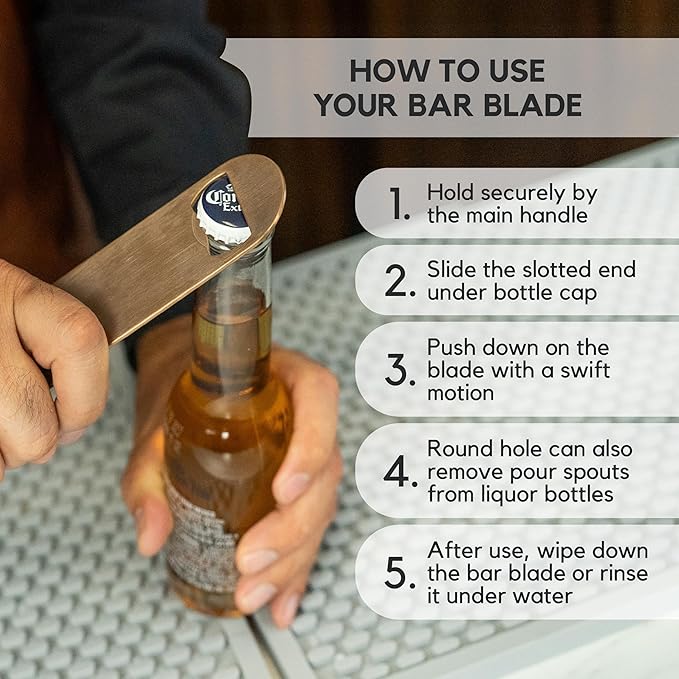 A Bar Above Bottle Opener, Bartender Tool, Flat Bar Blade Opener, Heavy Stainless Steel Beer Cap Lifter With Thumb Hole, Dishwasher Safe Rust Resistant, Bartender Accessories, Multi-Color, Pack of 3