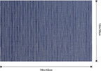 Leetaltree Blue Placemats Set of 6 - Heat Resistant Non-Slip Place mats for Dining Table, Washable Durable PVC Vinyl Woven Table Mats（Blue, 6）