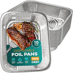 Aluminum Pans 9x13 [10 Pack] Aluminum Foil Trays - Disposable for Baking, BBQ Grilling, Roasting, Cake Serving Dishes, Catering Supplies, Steam Table Chafing Pans, Half Size Tin Foil Pan