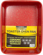 casaWare 8 x 6 x 1.75-Inch Toaster Oven Ultimate Series Commercial Weight Ceramic Non-Stick Coating Pan (Red Granite)