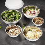 WHYSKO Stainless Steel Mixing Bowl Set, 10 Piece Stainless Steel Mixing Bowls with Lids Set for Food Prep Storage and Serving, Dishwasher Safe for Kitchen Baking Cooking, White