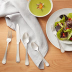 Amazon Basics Silverware Set, Stainless Steel Flatware, Dishwasher Safe, Easy to Clean, Service for 4, 20-Piece Forks and Spoons, Pearled Edge