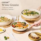CAROTE 21Pcs Pots and Pans Set, Nonstick Cookware Sets, White Granite Induction Cookware Non Stick Cooking Set w/Frying Pans & Saucepans(PFOS, PFOA Free)