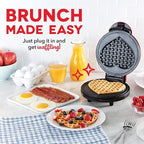 Dash Express Waffle Maker -Electric Waffle Maker for Creative Homemade Treats - Dual Nonstick Cooking Surfaces, Easy Food Release & Quick Cleanup - Compact, Space-Saving Design - 8 Inches - Red Heart