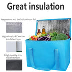 musbus 2-Pack extra Insulated Grocery shopping bag, large Blue, reusable bags,Pizza,Sturdy zipper,Collapsible,tote,cooler,for transport women,for instacart,Durable,thermal