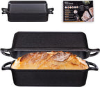 11x5 Inch Cast Iron Loaf Pan, 5.8 Qt Large Dutch Oven Loaf Pan with Lid, Sourdough Bread Baking Pan for Homemade Bread|Meatloaf, Even Heat Distribution & Oven Safe up to 500°F