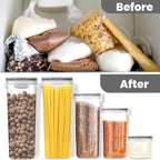 KICHLY Airtight Food Storage Containers Set with Lids – 24 Pack BPA-Free Plastic Pantry Organizers for Cereal, Flour, Sugar & Dry Food (Clear)