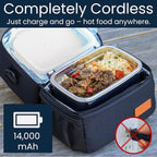 LunchEAZE XL Cordless Heated & Electric Lunch Box – Battery-Powered, 6-Cup Capacity, 220°F, Automatic Scheduled Heating, Insulated Bag for Hot Meals Anywhere