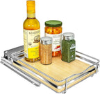 LYNK PROFESSIONAL® Élite™ Pull Out Spice Organization for Cabinets - 8-3/8 inch Wide – Spice Rack for Inside Cabinets – Wood/Chrome - Sliding Spice Rack Organizer for cabinet – Spice Rack - 1 Tier