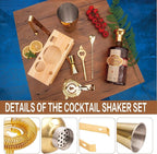 JNWINOG Cocktail Shaker Set Stainless Steel Bartending Kit 18.6oz Cocktail Bar Set Cocktail Mix Drink Making Kit Professional Bar and Home Drink Bar Tools for Bartender (Gold, 7Pcs)