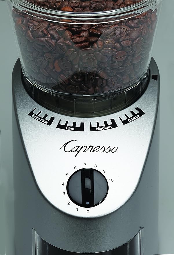 Capresso 560.04 Infinity Conical Burr Grinder, Brushed Silver