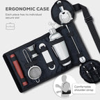 FineDine 10-Piece Cocktail Shaker Set with Travel Bag - Stainless Steel Shaker Set Bartender Kit - Mixology Bartender Kit - Strainer, Muddler, Jigger, Bar Spoon, Bottle Opener, Pour Spouts - Bar Set