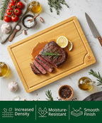 ROYAL CRAFT WOOD Wooden Cutting Boards for Kitchen Meal Prep & Serving - Bamboo Wood Serving Board Set with Deep Juice Groove Side Handles - Charcuterie & Chopping Butcher Block for Meat