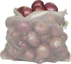 Reusable Onion Storage Bags - Organic Cotton Mesh Onion Bags with Drawstring - Washable Onion Holder Storage - Net Onion Keeper Sacks - Perfect Potato Storage Bags - Root Vegetable Sacks (3 X-Large)