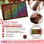 Ziliny Rose Holographic Chocolate Bar Mold Silicone, Rainbow Light Effect Chocolate Bar Deep Thick Molds for DIY Candy Dessert Baking, Candy, Wax Melts, Cake Decoration (Large and Thick)