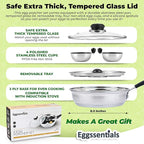 Egg Poacher - Eggssentials Poached Egg Maker, Stainless Steel Egg Poaching Pan, Poached Eggs Cooker Food Grade Safe PFOA Free with Spatula.