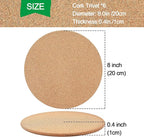 Cork Trivet, 8 Pack High Density Thick Cork Coasters Set for Hot Dishes, 8 Inch Heat Resistant Multifunctional Cork Trivets for Hot Dishes, Hot Pads for Kitchen, Table, Countertops