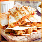 Taco Tuesday Deluxe 10-inch 6-Wedge Electric Quesadilla Maker with Extra Stuffing Latch, Red
