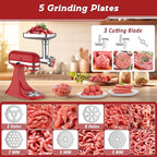 Jooke Meat Grinder Pasta Maker Attachment for Kitchenaid Stand Mixers,Set for Kitchenaid Mixer Attachments Includes Metal Food Grinder with Sausage Stuffer Tubes,3 in 1 Pasta Attachment,Dough Cutter
