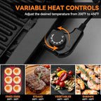 Baker’s Friend Indoor Griddle & Grill, Electric Griddle with 2 in 1 Indoor Grill and Griddle Plate Indoor Grill with Removable Plate, Silicone Mold, Dishwasher Safe, Recipes Include, Graphite