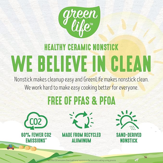 GreenLife Soft Grip 1QT and 2QT Saucepan Set, Healthy Ceramic Nonstick, Non Toxic PFAS & PFOA-Free, Dishwasher Safe, Glass Lids, Stay-Cool Handles, Easy Clean Cookware, Kitchen Essentials, Black