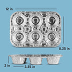 PLASTICPRO Aluminum Foil Muffin Pans Reusable and Disposable, Muffin & Pie foil Pan (10, 6 cavity XL)