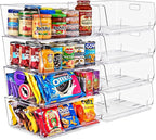 Sorbus Stackable Storage Bins Open Front, Clear Stackable Storage Bins, Pantry Bins for Storage and Organization, Acrylic Stackable Bins for Kitchen, Clear Pantry Organizer Bins (Large 8 Pack)