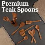 PriorityChef Wooden Spoons for Cooking, Premium 8pc Teak Wood Utensil Set with Hanging Hooks, Utensil Holder and Spoon Rest